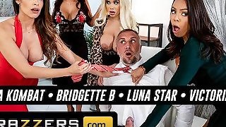 Brazzers - Four big tit Latinas fight for bosses big cock